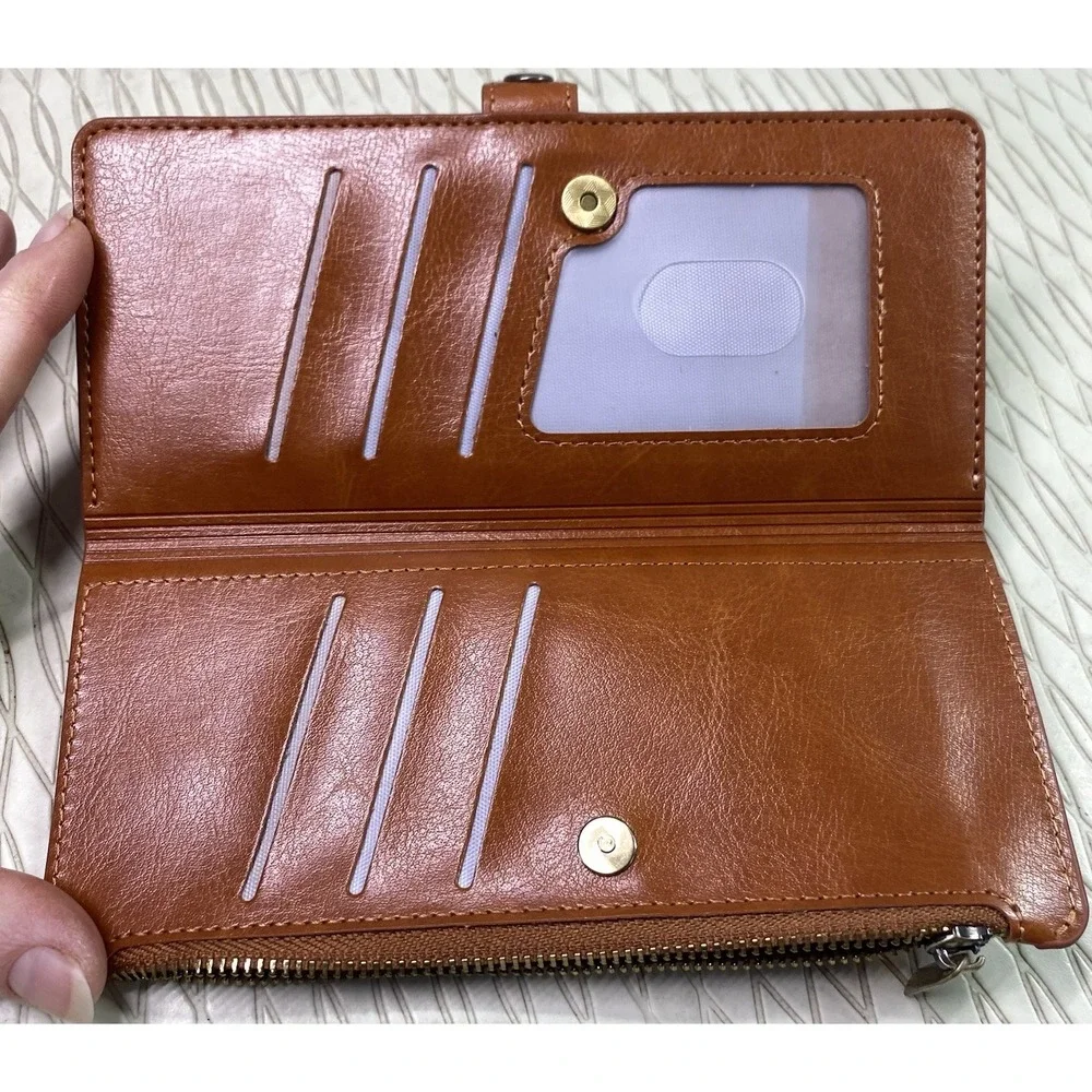Xcase Bar Brown Leather Phone Case/Wallet/Stand For iPhone 13 Pro Max 6.75x3.25